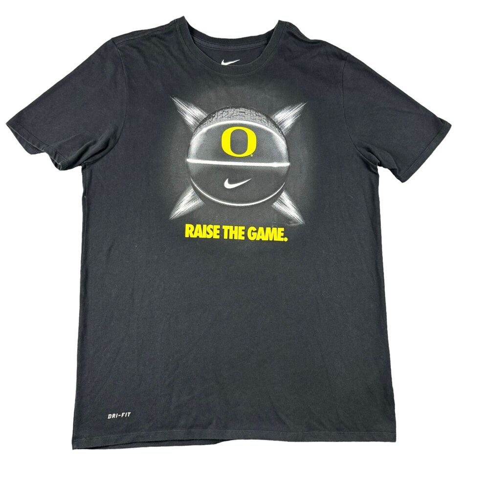 Oregon Ducks Shirt Men's Large Black Nike Dri-Fit "RAISE THE GAME" Basketball